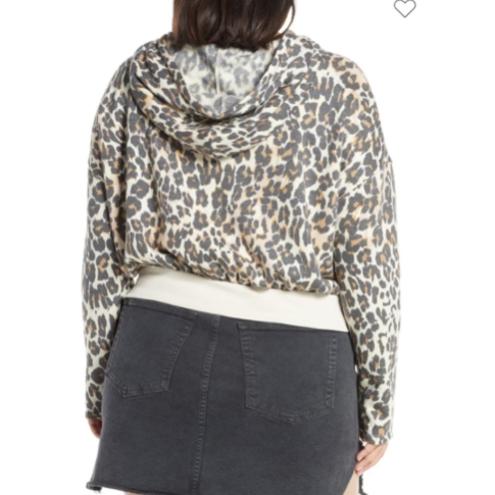 NORDSTROM BP. Leopard Crop Hoodie - Picture 3 of 4